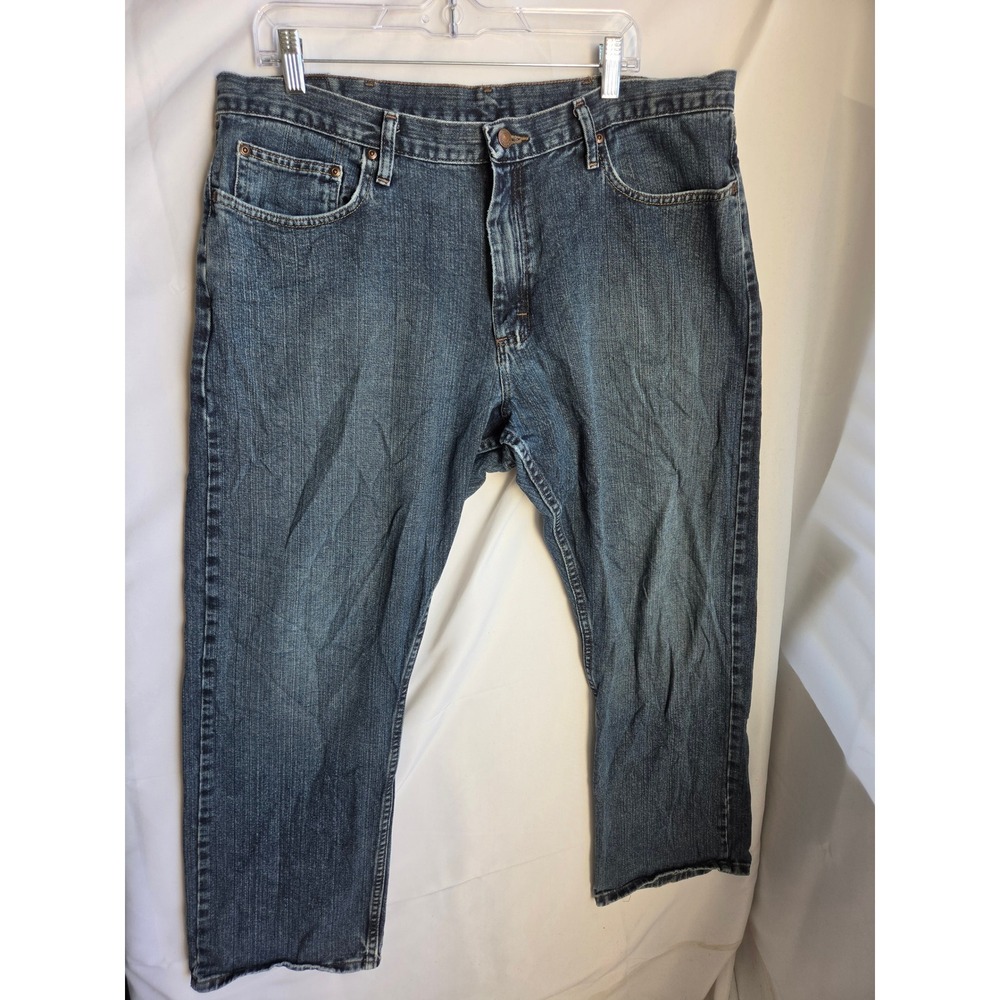 Wrangler Premium Denim Jeans Mens  Blue Medium Wash Regular Mid Straight